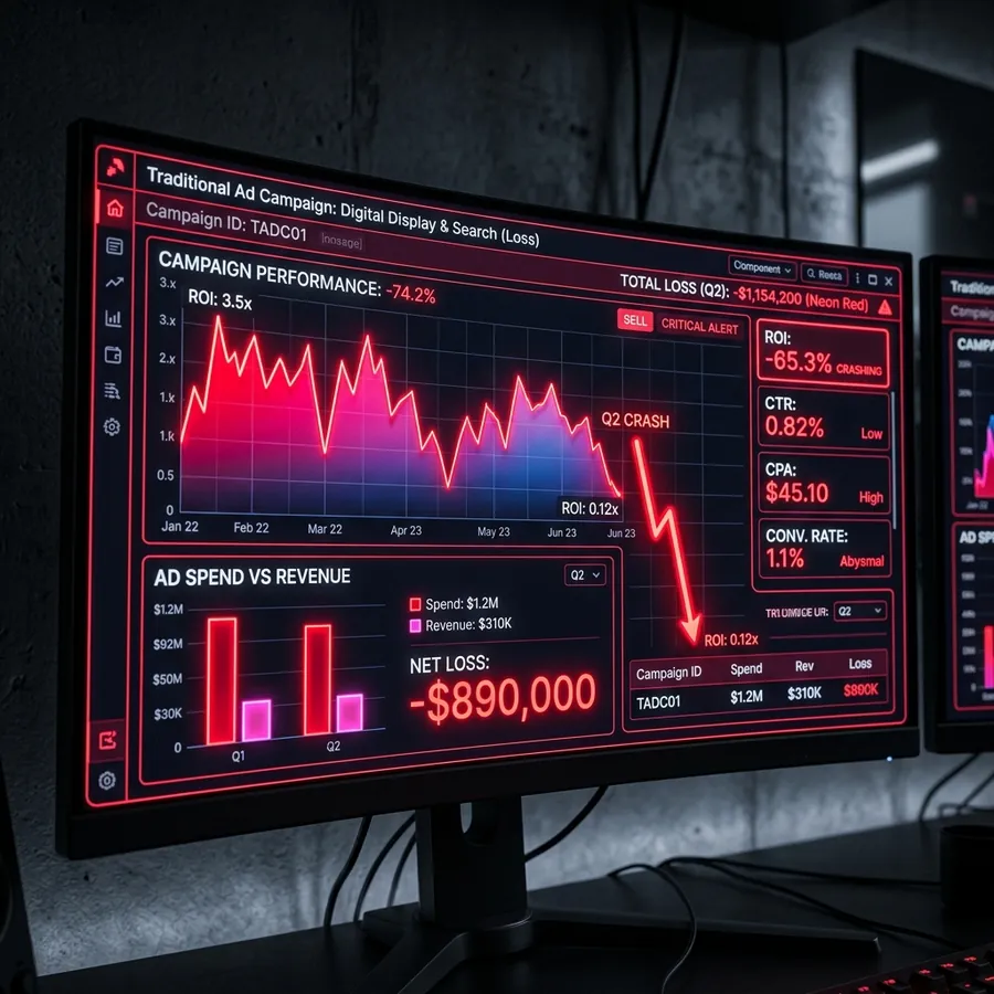 Gráfico de Queda de Performance de Anúncios Tradicionais