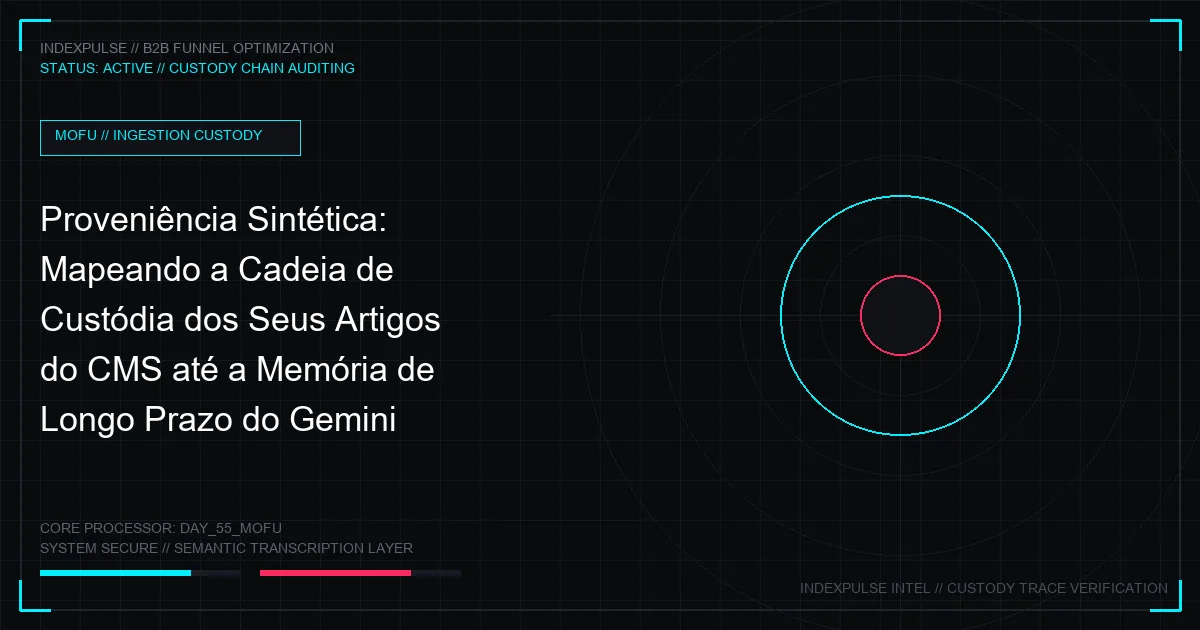 Proveniência Sintética: Mapeando a Cadeia de Custódia dos Seus Artigos do CMS até a Memória de Longo Prazo do Gemini