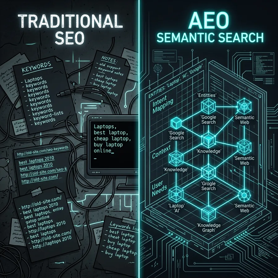 O Shift do SEO Tradicional para o Posicionamento Semântico em IA