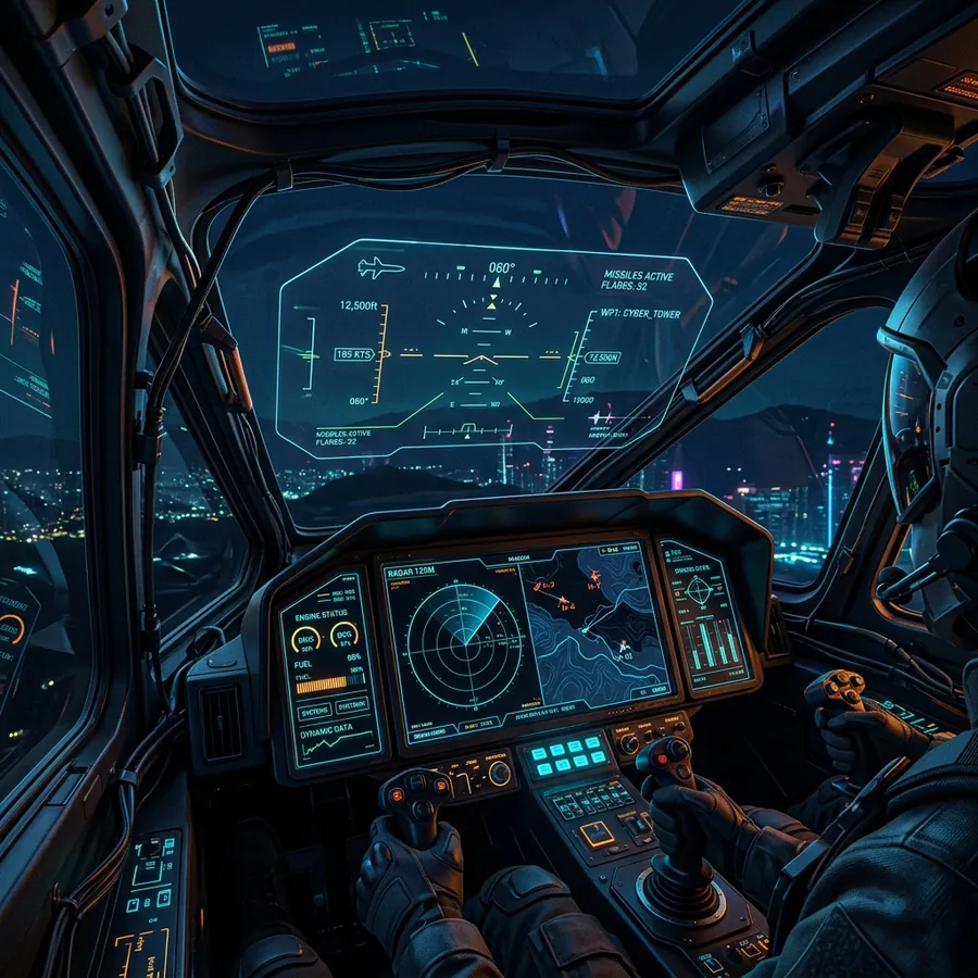 Cockpit de Elite e Controle de Radar