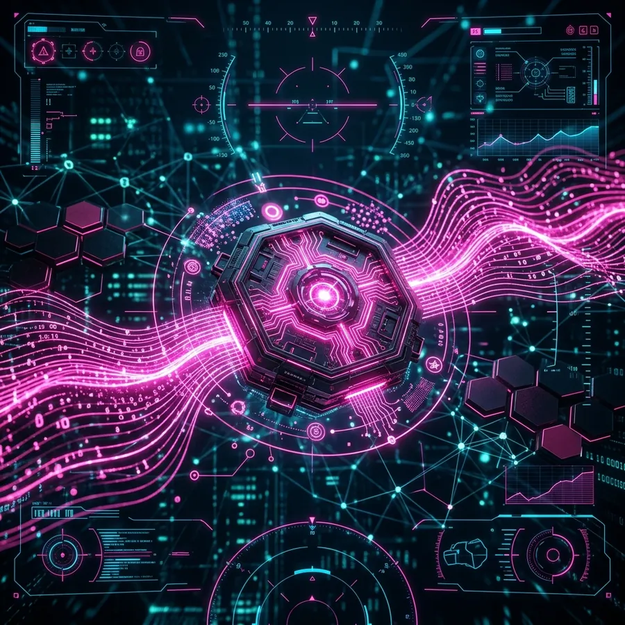 Pink waves emitting from central console