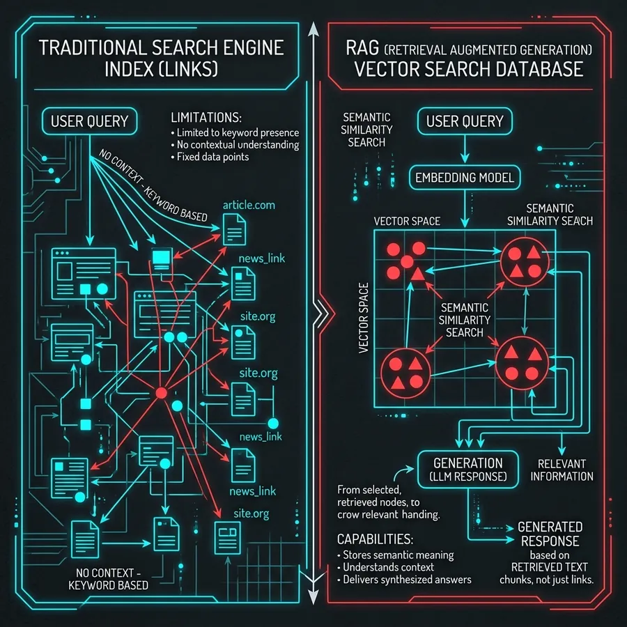 A Arquitetura de Busca Tradicional vs. RAG
