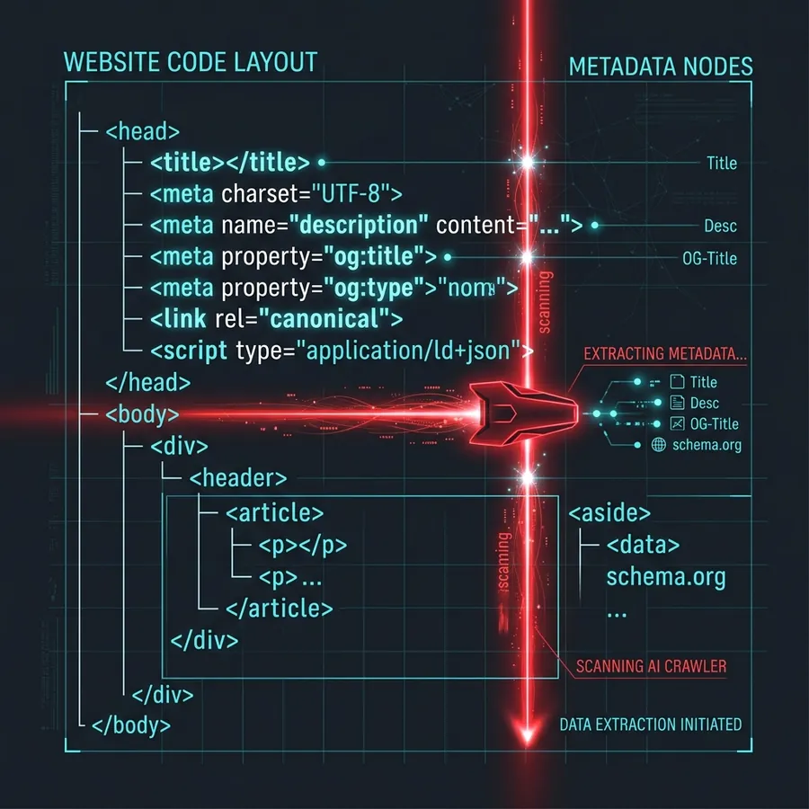 O Crawler de IA Escaneando o Código Schema