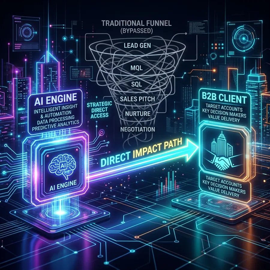 O novo paradigma AEO: Linha reta entre a decisão do algoritmo e o fechamento B2B, sem intermediários