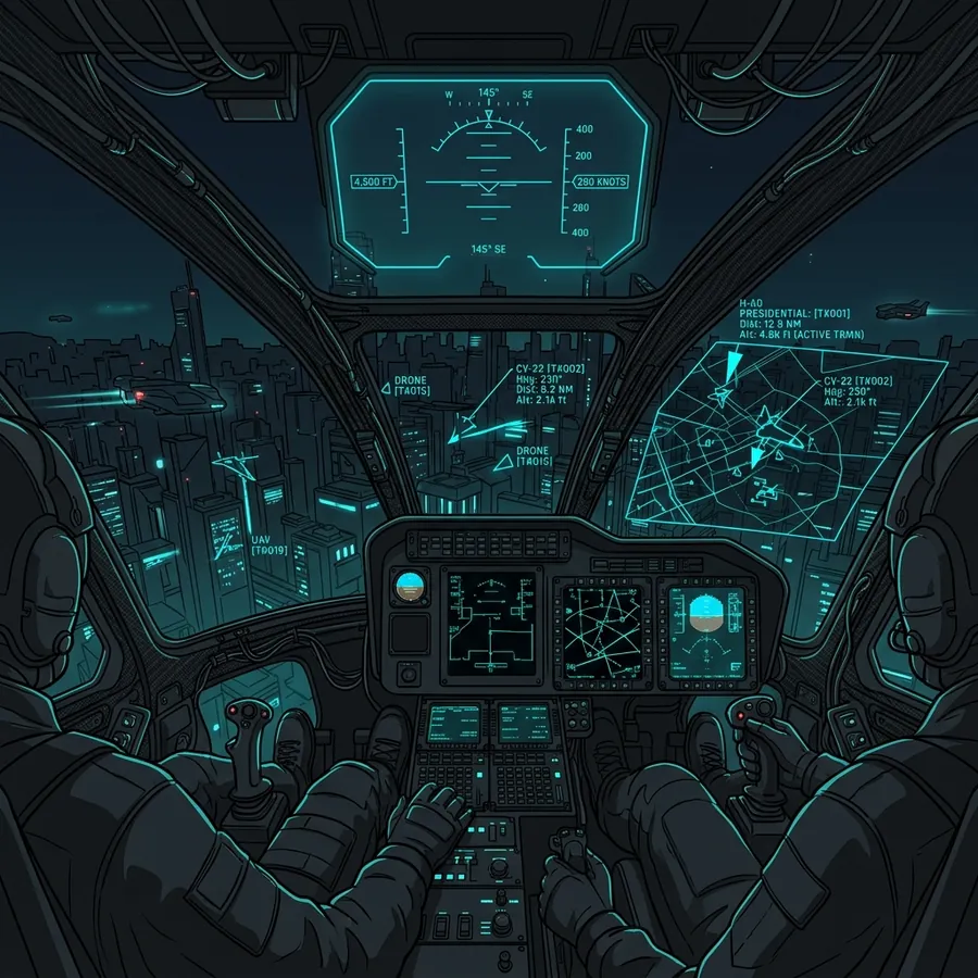 Cockpit de Elite e Controle de Radar