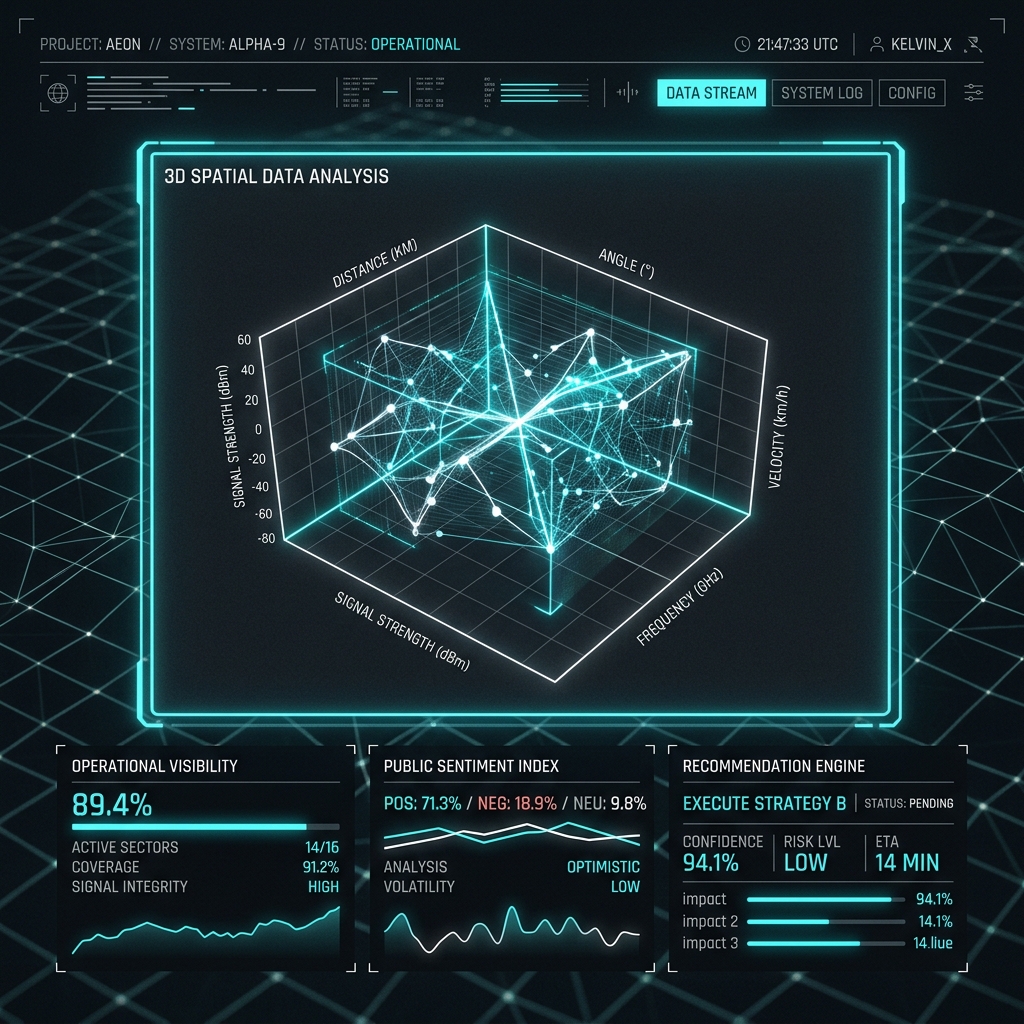 HUD Futurista e Métricas de Visibilidade Ativa Score 6D