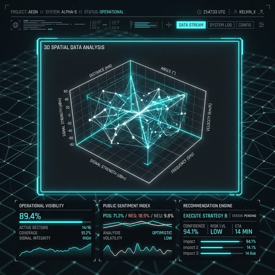 HUD Futurista e Métricas de Visibilidade Ativa Score 6D
